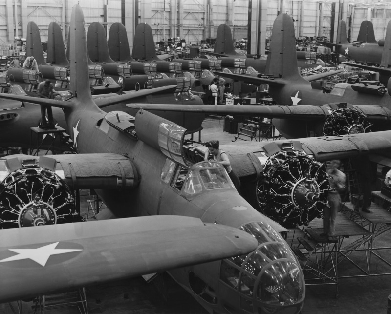 Douglas A-20Bs on Long Beach assembly line