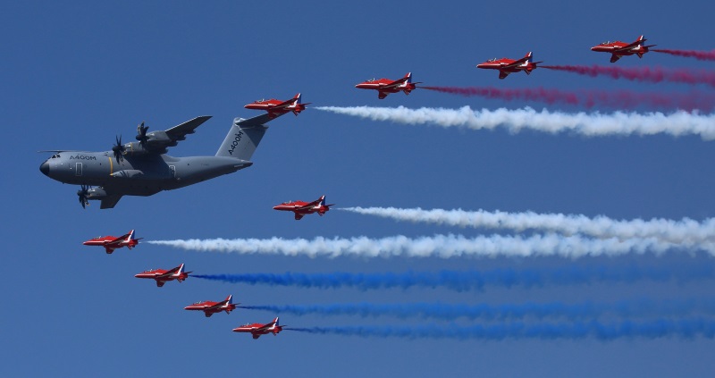 Airbus A400M with Red Arrows