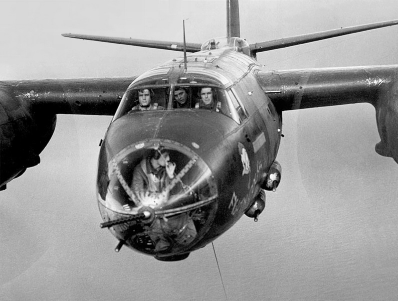 Martin B-26G on delivery flight