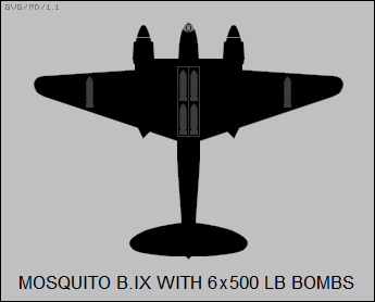 DH Mosquito B.IX with 6x500 pound bombs