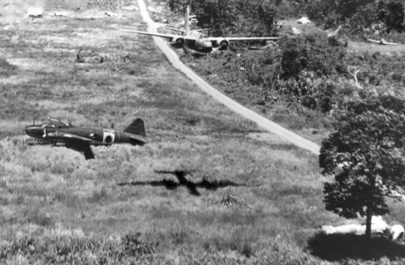 A-20s attacking Japanese airfield