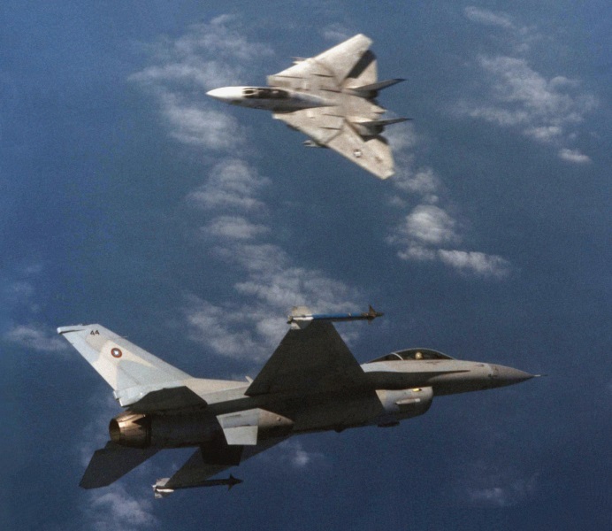 F-16N aggressor versus F-14A Tomcat