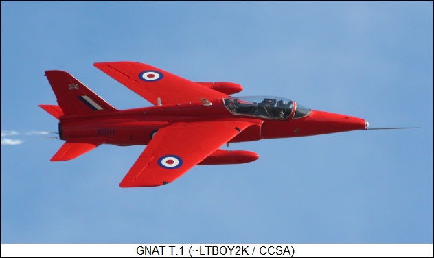 Gnat T.1 warbird in Red Arrows colors