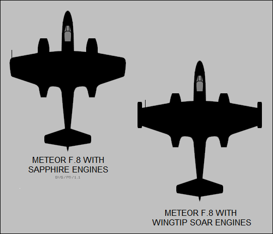 Meteor F.8 with Sapphires , wingtip Soars