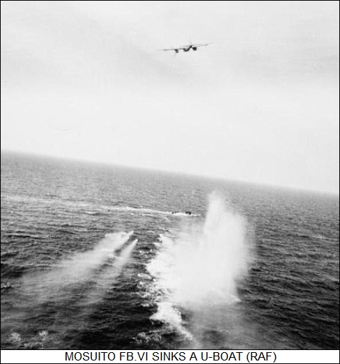 Mosquito FB.VI sinks a U-boat
