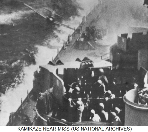 kamikaze grazes USS MISSOURI